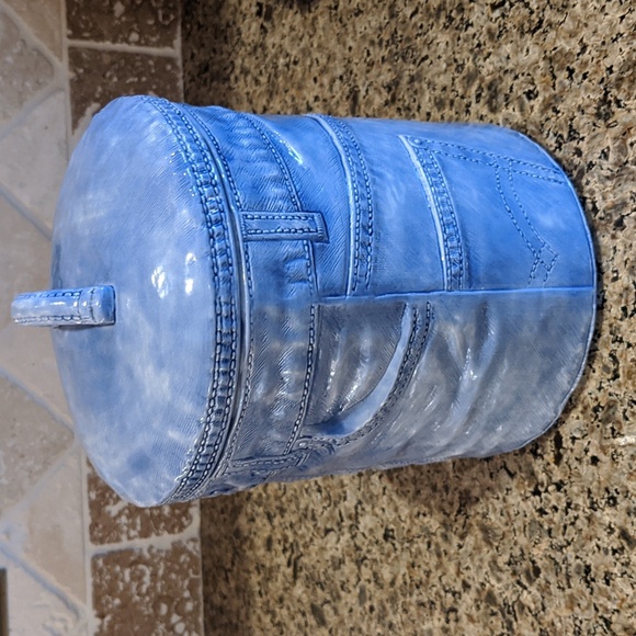Vintage 1977 Sittre Ceramic Jean/Denim Large Canister Country Cottage Core - Picture 2 of 12